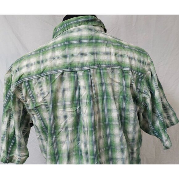 Wrangler Rugged Wear Mens XL Green Plaid Short Sleeve Button Up Work Shirt - Picture 8 of 11